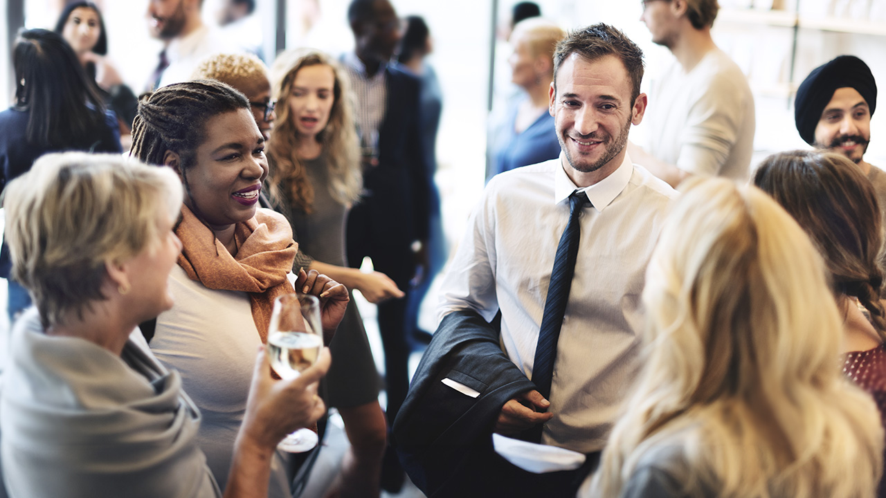 A cheerful group of individuals celebrating at a party.