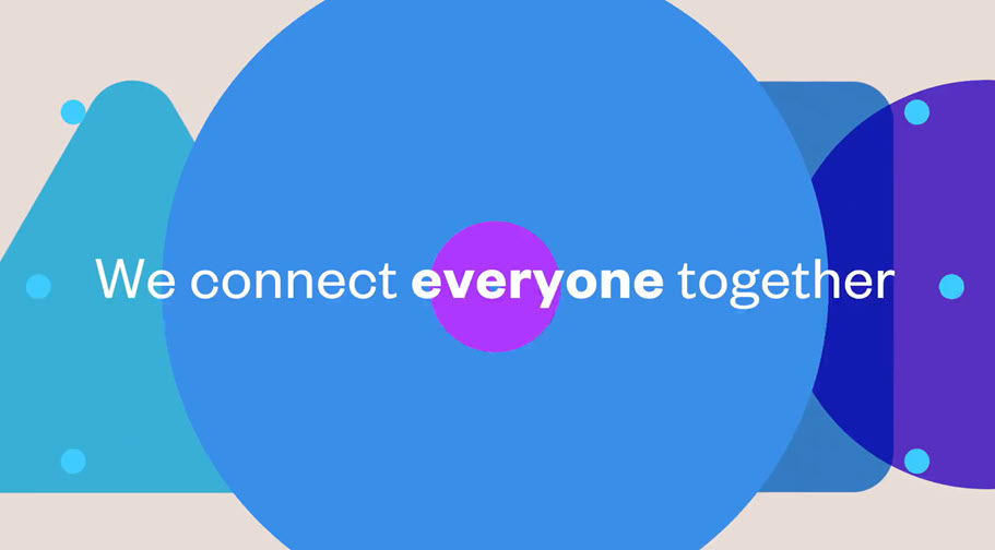 Cyncly tagline - We connect everyone together animated on Cyncly branded background