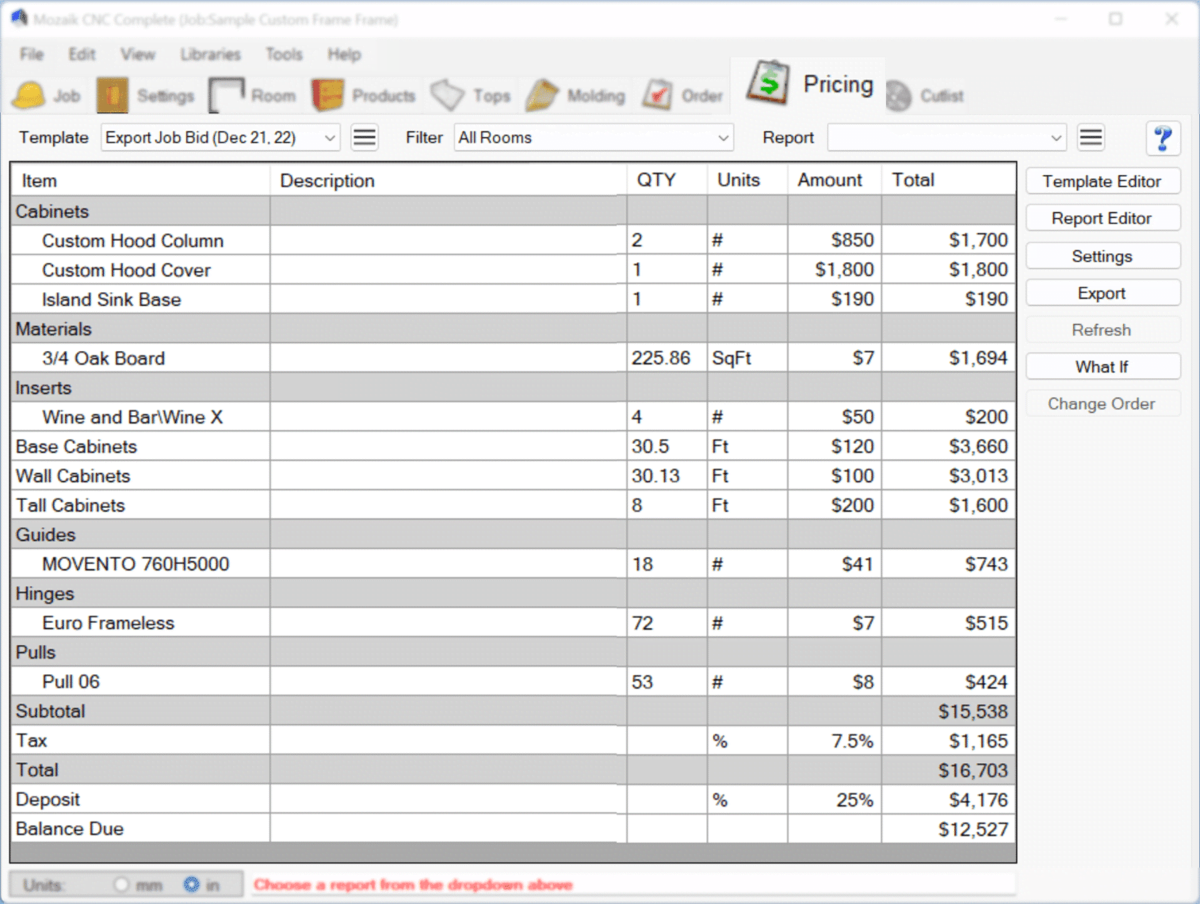 Pricing mockup